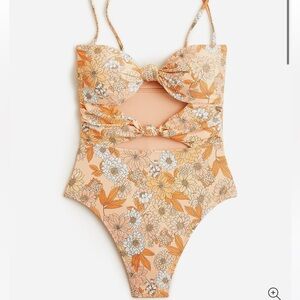 BRAND NEW J. Crew Knot-Front One-Piece in Zinnia Floral